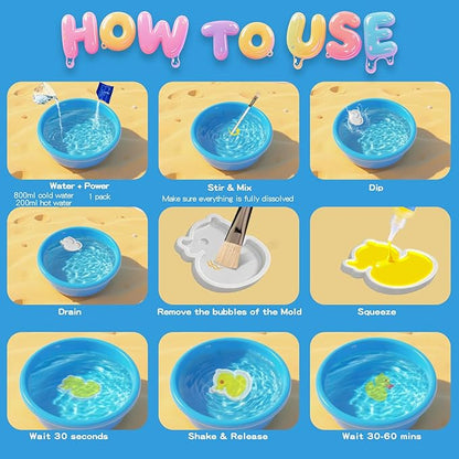 QANIY Magic Water Elf Toy Kit for Kids with 20 Gels and 24 Molds, Aqua Fairy,Fun DIY Craft Kit, Squishy Maker, Magic Water Art Kit Favors, Kids Christmas Gifts Crafts Ages 4-8