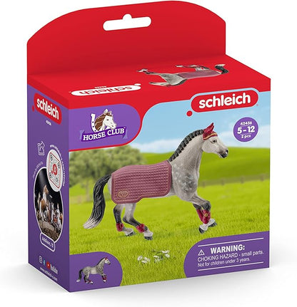 Schleich Horse Club Trakehner Mare Riding Tournament Horse Toy Figurine - Authentic Mare Horse Toy with Removable Blanket for Boys and Girls Imagination and Play, Gift for Kids Ages 5+