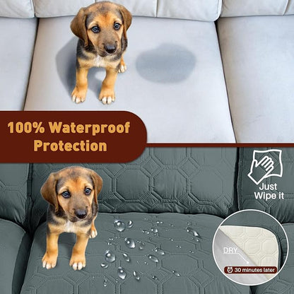 XINEAGE 100% Waterproof Recliner Chair Cover, Non Slip Covers for Recliner Chair with Pocket, Washable Dog Recliner Couch Cover with Elastic Straps (Dark Gray, 30")