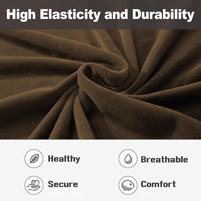 NORTHERN BROTHERS Stretchy Recliner Chair Covers, Velvet Recliner Covers, Lazy Boy Chair Cover (Dark Brown, 3 Seat)