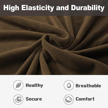 NORTHERN BROTHERS Stretchy Recliner Chair Covers, Velvet Recliner Covers, Lazy Boy Chair Cover (Dark Brown, 3 Seat)