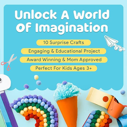 Craft Box for Kids - 10 Creative Arts and Crafts for Kids Ages 4-8, Fun, No Mess Educational Preschool & Homeschool Art Projects, Toddler Crafts Kit Supplies, 3 4 5 6 7 8 Year Old Girls & Boys