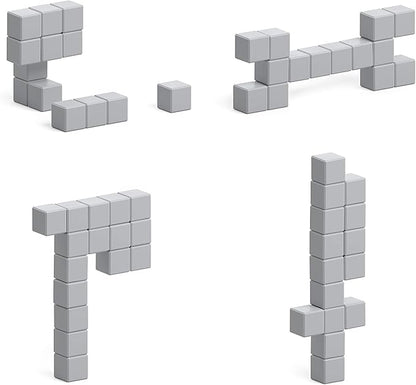PIXIO-16 Grey Color Series Magnetic Blocks Building Set 16pcs with Free App, Stress Relief Building Blocks, Magnets for Kids, Pixel Art Desk Toy, Fidget Toys