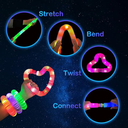 Glow Sticks & Glasses 12 PCS,Valentines Day Glow in the Dark Party Favor Supplies for Kids,LED Light Up Bracelets Necklaces & Neon Glasses for Toddlers,Glow Accessories Decorations for Camping Wedding