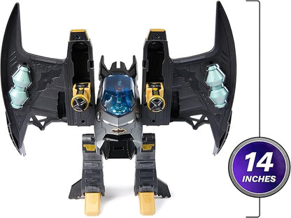 DC Comics, Metal Force Transforming Batwing, 2-in-1 Playset, Includes Batman and Superman Figures, with Projectiles and Character Cards, Kids Toy for Boys and Girls Ages 4+