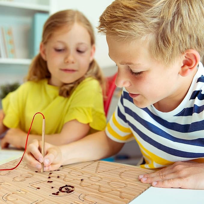 Montessori Wooden Alphabet Number Tracing Board Toddler Writing Tools for Beginners Double Sided Wooden Letter Board Wood Handwriting Alphabet Practicing Board for Toddlers and Preschoolers Age 3+