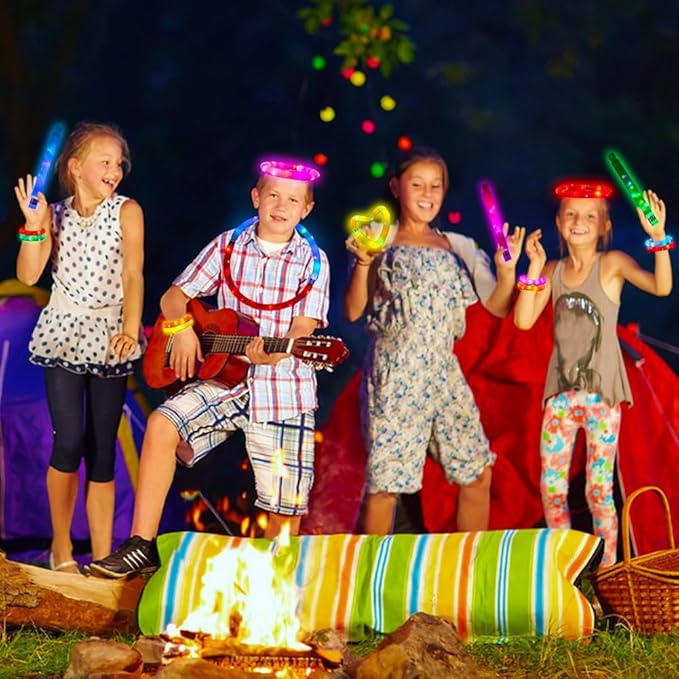 12 pcs Light Up Glow Sticks, Party Favors for Kids 4-8 8-12 Pop Tubes Glow in The Dark Party Supplies Goodie Bag Birthday Party Gifts Students Prizes Halloween Xmas Stocking Stuffers