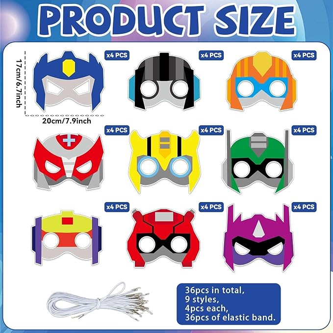 Lonfliness 36 Set Robots Coloring Mask Robot Paper Arts Crafts Kids Color Your Own Robots Blank DIY Mask for Masquerade Birthday Party Dress-Up Decoration Favor School Classroom Activity Game Supplies