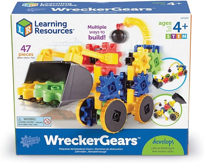 Learning Resources Gears WreckerGears, STEM Activities, Fine Motor Skills, Toddler Explorer Kit, Science and Construction, Boys and Girls Gifts, 47 Pieces, Ages 4 and Up