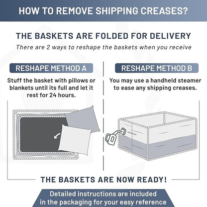NaturalCozy Storage Baskets 16.8”x13”x7.6” Cotton Rope Woven Baskets for Organizing 3-Pack | Toy Storage Bins | Basket for Shelves, Laundry, Blanket, Clothes, Closet, Kitchen, Bathroom, Gifts