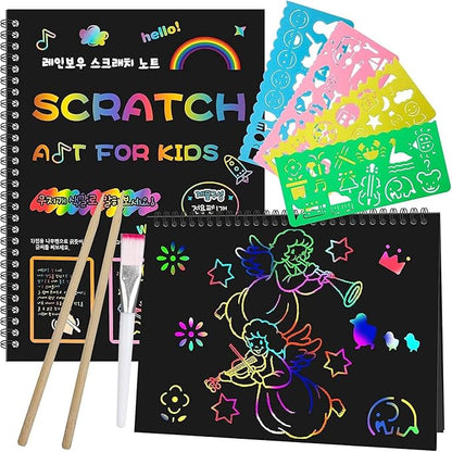 Smasiagon Scratch Paper Art Set for Kids: 2 Pack Scratch Off Arts Crafts Easter Gifts for Kids Ages 3-12 Girls Boys Birthday Christmas Party Favor Games Easter Basket Stuffers DIY Activity