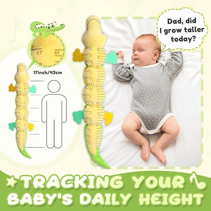 Awotoy Baby Toys 0 to 12 Months, Musical Stuffed Animals Activity Soft Toy with Multi-Sensory Crinkle, Rattle and Textures, Infant Tummy Time Toys for Newborn Boys Girls, Crocodile, Green