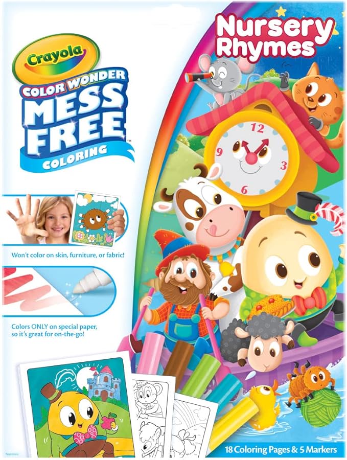 Crayola Color Wonder Nursery Rhymes, Mess Free Coloring Pages & Markers, Gift for Kids, Age 3, 4, 5, 6
