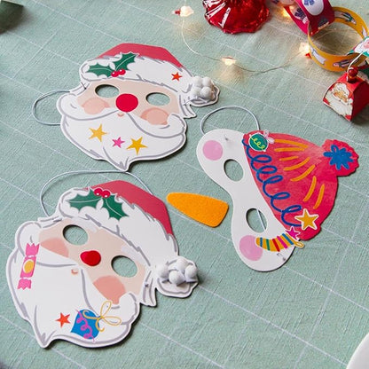 Talking Tables Christmas Mask Making Craft Kit for Kids-Pack of 6 with Santa, Reindeer & Snowman | Children Art Supplies, Fun Xmas Activities, Creative Gift, One Size, Red