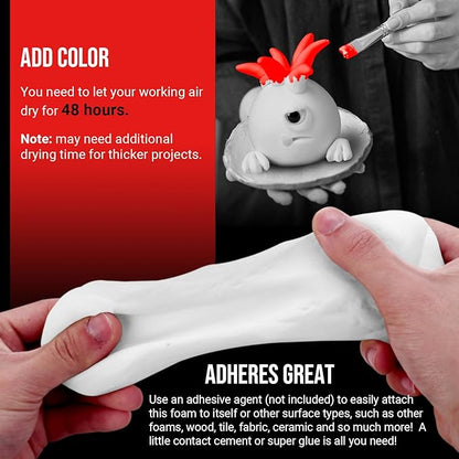 CALPALMY Moldable Foam Clay - 300g High Density Air Dry Clay for Intricate Designs, Cosplay, Crafting, and Artistic Projects - Cutting with a Knife or Rotary Tool, Sanding or Shaping (White)