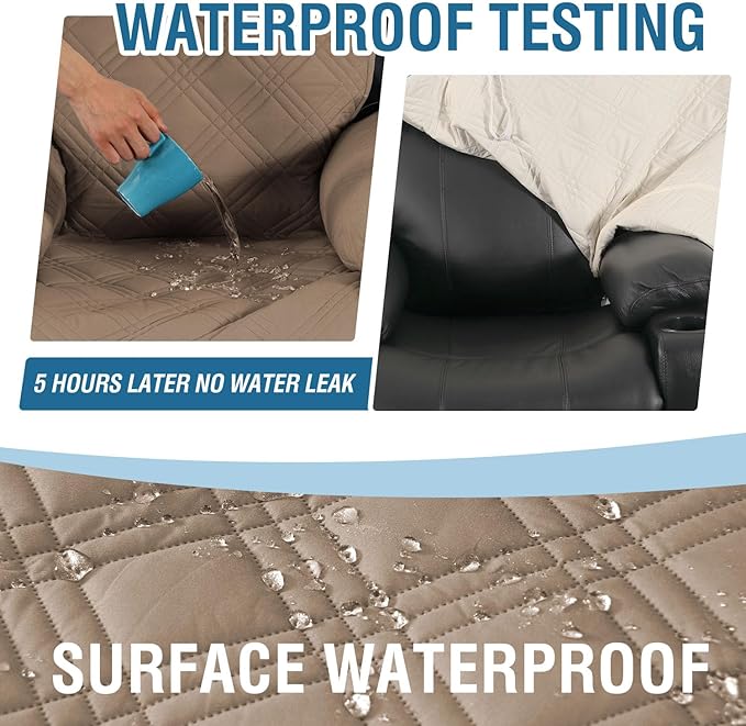 H.VERSAILTEX 100% Waterproof Recliner Cover Electric Power Lift Recliner Chair Covers with Elastic Band Recliner Cover Fitted Standard Large Power Lift Recliner with Storage Pockets,Taupe/Beige