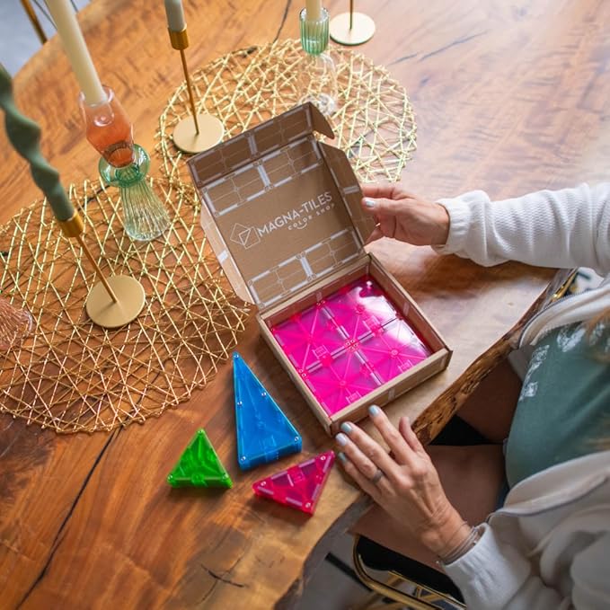 MAGNA-TILES Color Shop Floral 20-Piece Magnetic Construction Set, The Original Magnetic Building Brand