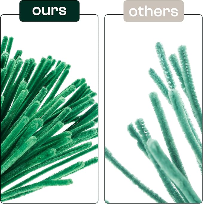 Caydo 200 Pieces Christmas Dark Green Pipe Cleaners Craft Flexible Chenille Stems for Kids Art Craft Projects and Decoration, 12 Inch x 6 mm