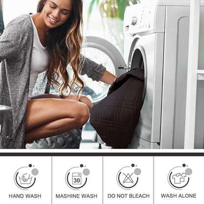 TAOCOCO 100% Waterproof Oversized Loveseat Recliner Cover, Non Slip Split Loveseat Covers for Reclining Loveseat with Elastic Straps for Kids Pets(Oversized 2 Seater, Coffee)