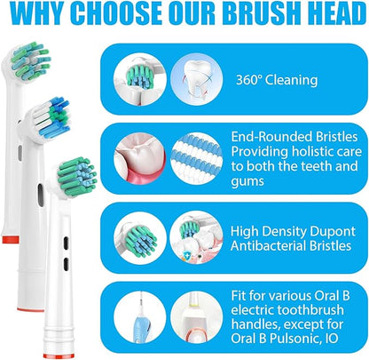 12 Pack Replacement Toothbrush Head Compatible with Oral B Braun Pro1000 and More (Pro3000 Pro5000 Pro7000)