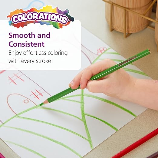 Colorations Color Pencils, Set of 240, Pre-sharpened Color Pencils,12 Colors,Thick Core Pencils,Hexangonal Shape,Sustainably Harvested Wood Pencils, Classroom Supplies,Coloring Pencils,Drawing Pencils