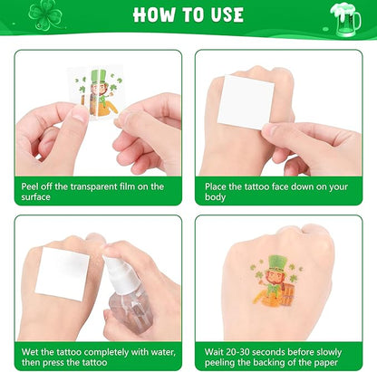 140PCS St Patricks Day Accessories, St. Patrick's Day Glasses Bracelets Tattoos Beads, Irish Glasses Bracelets Tattoos Beads Stuff Bulk, Shamrock Saint Patricks Parade Throw Party Favor Decorations