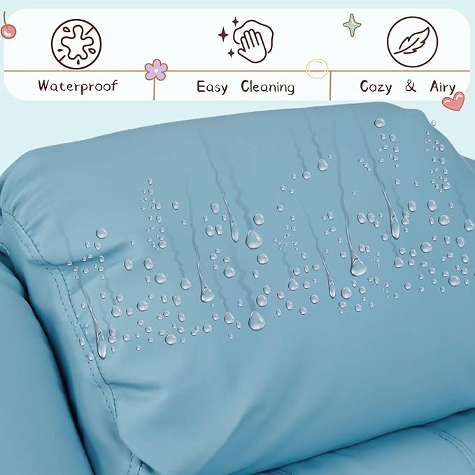 JC Home Macaron Kids Reclining Chair Leather Recliner Sofa Toddler Youth Children Child Ages 2-8