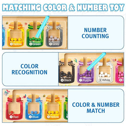 Magnetic Color and Number Maze, Wooden Color Matching Learning Counting Magnet Puzzle Board Montessori Toys, Toddler Educational Fine Motor Skills Learning Toys for Boys Girls 3+ Years Old