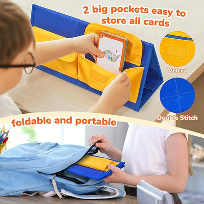 Gamenote Word Building Desktop Pocket Chart Tent Flash Cards Kit - CVC Words Phonics Games Blending Board for Kindergarten Reading and Spelling