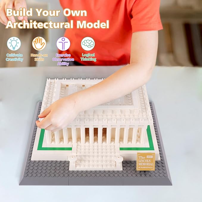 Oichy Building Blocks Set, Lincoln Memorial Architecture Model Kits 979 PCS Collection Toy Building Sets for Adults and Kids