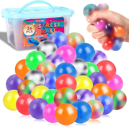 36 Pack Squishy Ball, Stress Balls Bulk for Adults, Anti-Anxiety and Fidget Balls to Relax, Birthday Gifts