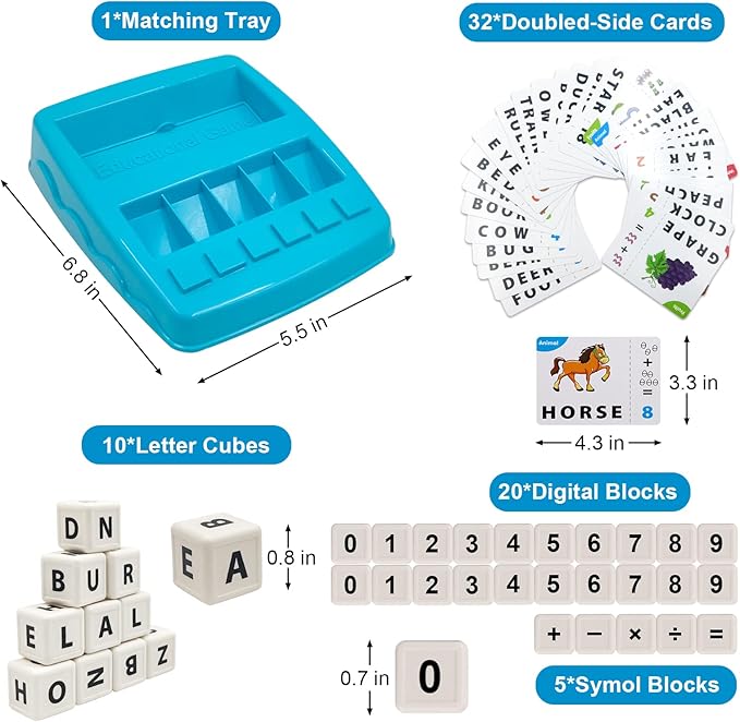 Matching Letter Game for Kids, 2 in 1 Educational Toys Alphabet Spelling & Reading, Number & Color Recognition, Flash Cards Learning Toys Gifts for Preschool Kindergarten Boys Girls Ages 3 4 5 6 7 8…