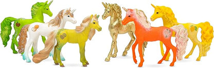 Schleich bayala, Unicorn Gifts for Girls and Boys Ages 5-12, 6-Piece Set, Collectible Unicorn Foal Toys, Fruit & Gold Unicorn Foals