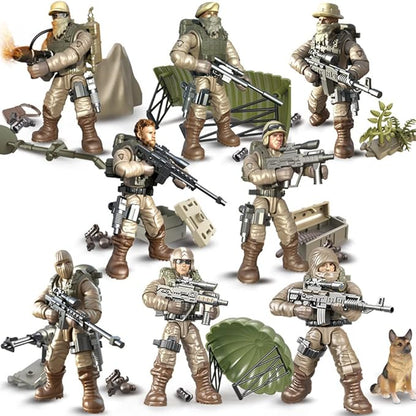 8 PCS Building Block City Policeman Action Mini-Figures with Multiple Military Weapons Accessories SWAT Model Equipment Assembly Building Toys Party Favors Gift for Boys