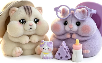 2-Pack Cute Squeeze Handmade Taba Squishy Cat & Hamster Toy Set, Ultra Soft Silicone Squishy Fidget Gift for Adults & Kids (2-Pack Hamster & Cat Set)