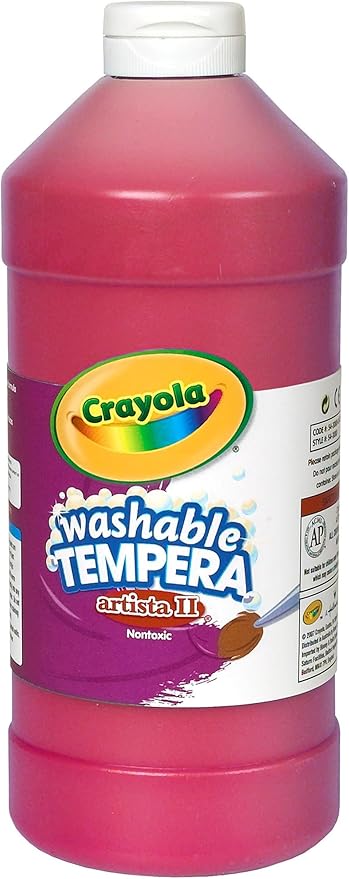 Crayola Washable Tempera Paint For Kids, Red Paint, Classroom Supplies, Non Toxic, 32 Oz Squeeze Bottle