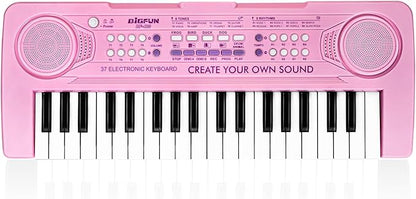 Raimy Keyboard Piano for Kids, 37 Keys Portable Keyboard Piano Early Learning Educational Electronic Musical Instrument Toys Gifts for 3 4 5 6 7 8 9 Year Old Boys and Girls (Pink)