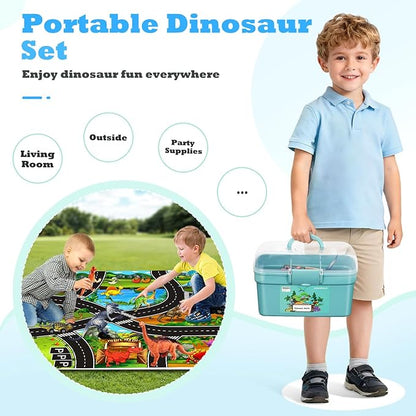 Dinosaur Toys for 3 4 5 Year Old Boys Gifts, 25 Pieces Dinosaurs Toys for Kids 3-5-7, Dino Figures Activity Play Mat Christmas Birthday Gifts for Girls Toddler Toy Age 2-4