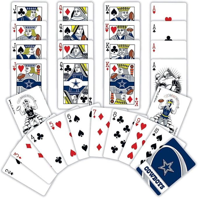 MasterPieces - NFL Playing Cards, Officially Licensed Dallas Cowboys Football Deck, Family Games for Adults and Kids, Standard Index
