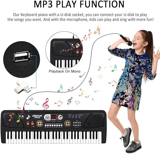 Keyboard Piano for Kid - 61 Key Fun Electronic Toddler Kids Pianos with LED Screen & Microphone! Unlock Creativity | Spark Joy in Music | Fantastic Gifts for 3-8 Year Old Boys & Girls