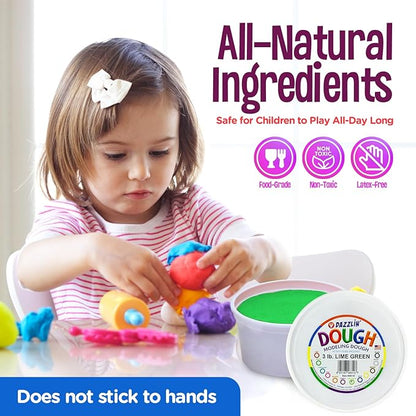Hygloss Play Modeling Dough - Lime Green Dough Unscented - Safe & Non-Toxic for Kids Arts & Crafts - Party Favors - Classroom Supplies - 3lb