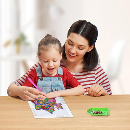 5D Diamond Painting Kits for Kids, Diamond Painting Kits Animals with Wooden Frame, Cat Diamond Painting Kits for Beginners, Girls, Adults, Diamond Painting Pictures, Arts Craft for Home Decor