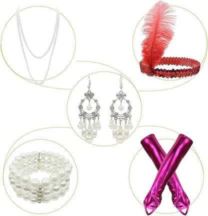 1920's Sequins Flapper Dress Children's Day Gift Party Halloween Costumes for Girls Accessories Set