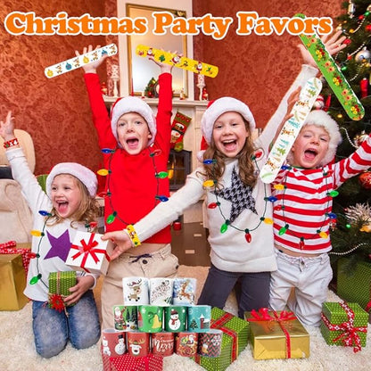 68Pcs Christmas Slap Bracelets for Kids, for Kids Boys Girls Christmas Party Favors Stocking Stuffers.