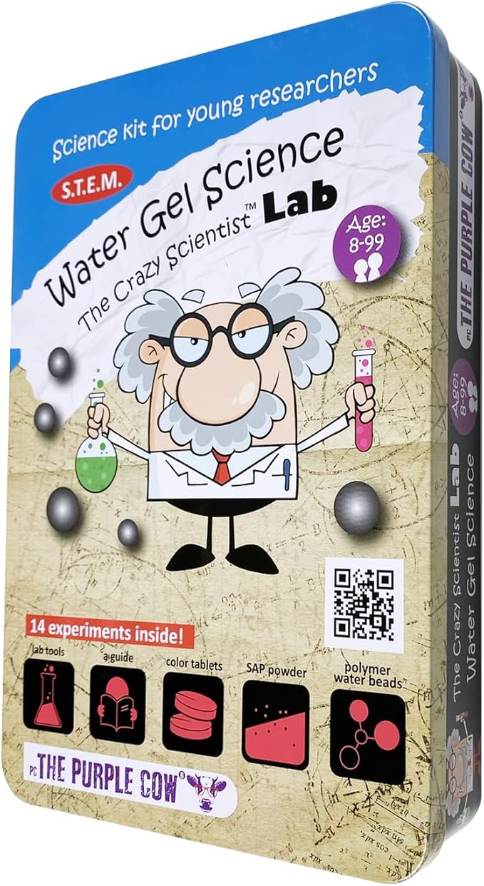 The Purple Cow Crazy Scientist Water Gel Science - Science Kits for Young Researchers. for Learning & Education - STEM Educational Games for Kids, Boys & Girls, with Instructions