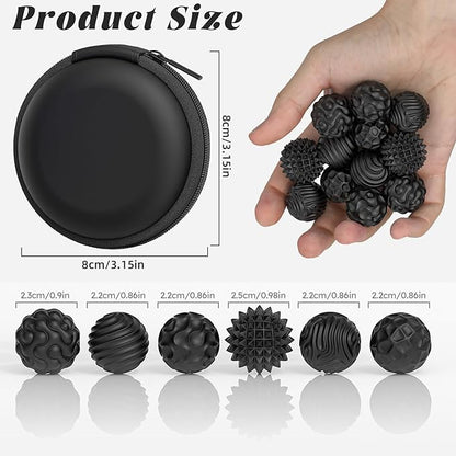 Silicone Magnetic Balls, Fidget Toys for Adults & Teens, 6PCS Stress Balls Fidget Toy, Quiet Magnet Desk Fidgets with Textured, ADHD Anxiety Relief Items, Fun Stocking Suffers Gifts (Black)