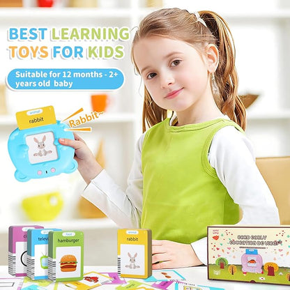 Kids Toddler Talking Flash Cards with 224 Sight Words,Montessori Toys,Speech Therapy,Autism Sensory Toys,Learning Educational Gifts for Age 2 3 4 5 Years Old Boys and Girls (Blue)