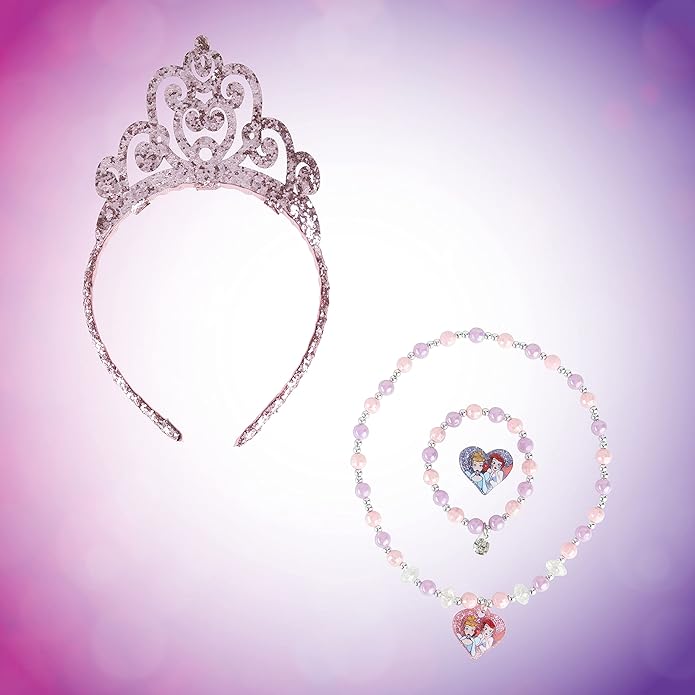LUV HER Princess Toys Tiaras For Girls - Jewelry for Girls - Dress Up set All in one Giftable Box - Tiaras - Play Jewelry Set - 4pc Princess Tiara, Necklace, Dress Up Bracelet, Ring Ages 3+