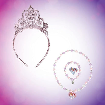 LUV HER Princess Toys Tiaras For Girls - Jewelry for Girls - Dress Up set All in one Giftable Box - Tiaras - Play Jewelry Set - 4pc Princess Tiara, Necklace, Dress Up Bracelet, Ring Ages 3+