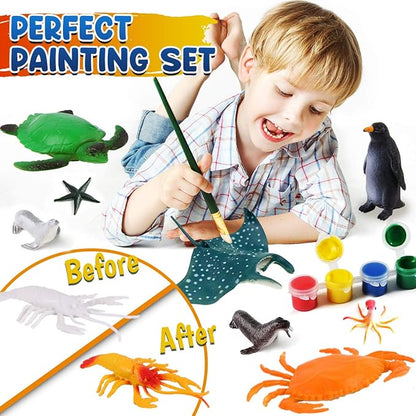 FUNZBO Shark Fish Toys Painting Kits for Kids Art Supplies, Sea Animal Sea Creatures Ocean Toys, Arts and Crafts for Kids Toddlers Boys Girls Ages 3-12